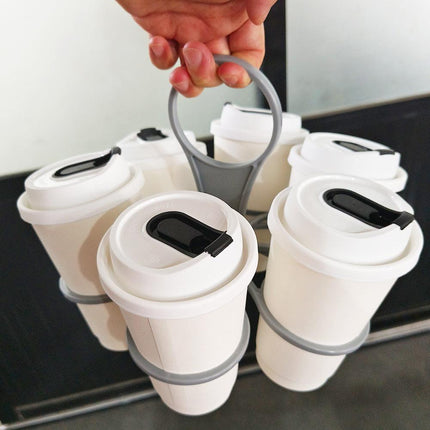 Portable 6-Cup Drink Carrier Foldable Reusable Coffee Tray Holder Black for Parties Camping & Office Runs.