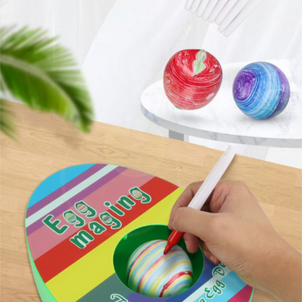 Easter Bunny and Chick Egg Decorating Kit Electric DIY Painting Machine with 8 Markers and 3 Toy Eggs Set.