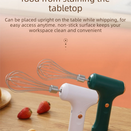 Compact Electric Dual-Head Handheld Egg Whisk Multi-Function Automatic Cream Whipper and Food Mixer J-8 Green 1-Speed.
