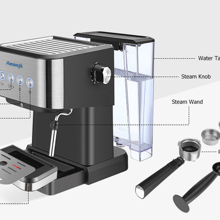 Premium Espresso Coffee Machine with Touch Control Panel & Steam Milk Frother 1050W Stainless Steel CM3010 (AU Plug).