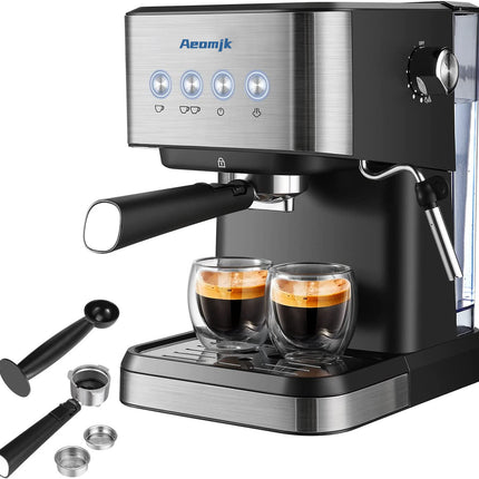 Premium Espresso Coffee Machine with Touch Control Panel & Steam Milk Frother 1050W Stainless Steel CM3010 (AU Plug).