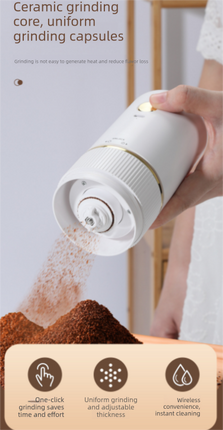 Portable Electric Coffee Grinder Wireless Rechargeable Burr Mill with Cleaning Brush Automatic Bean Grinder MDJ-13 White.