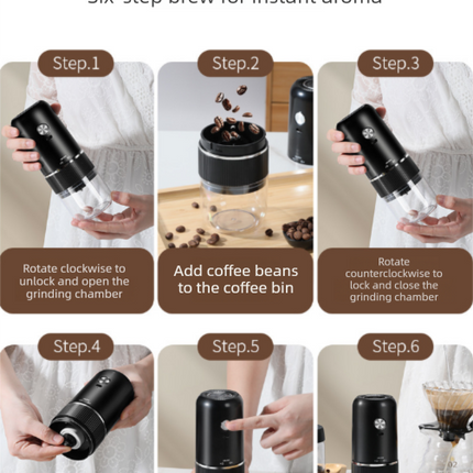Portable Electric Coffee Grinder Wireless Rechargeable Burr Mill with Cleaning Brush Automatic Bean Grinder MDJ-13 White.