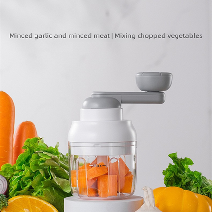 Manual Mini Garlic Chopper & Food Processor 250ml Portable Hand-Crank Mincer for Garlic, Meat, and Baby Food – Matcha Green.