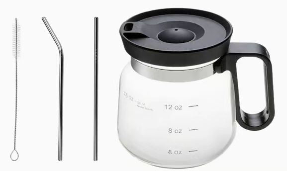 Premium 16oz Glass Coffee Mug Set with Reusable Straw and Cleaning Brush – 300ml Elegant Glass Tumbler.