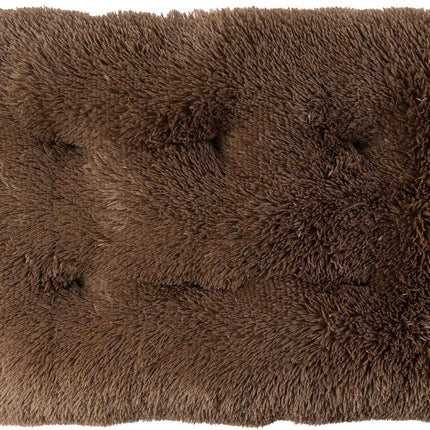 Luxury Long Plush Pet Bed Mat Faux Fur Crate Pad 55x40cm Dark Offee Soft Warm Cushion for Dogs & Cats.