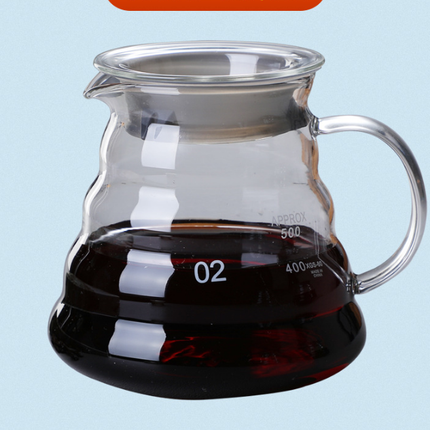 600ml Borosilicate Glass Coffee Server - Heat Resistant "Cloud" Pour Over Carafe with Lid - Large Drip Coffee Sharing Pot for Home & Office (2-4 Cups).