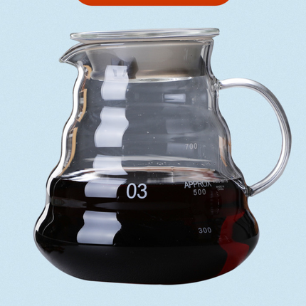 800ml Extra Large Glass Coffee Server - Heat Resistant "Cloud" Pour Over Carafe with Lid - Family Size Drip Coffee Pot & Tea Pitcher (3-5 Cups).