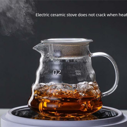 800ml Extra Large Glass Coffee Server - Heat Resistant "Cloud" Pour Over Carafe with Lid - Family Size Drip Coffee Pot & Tea Pitcher (3-5 Cups).