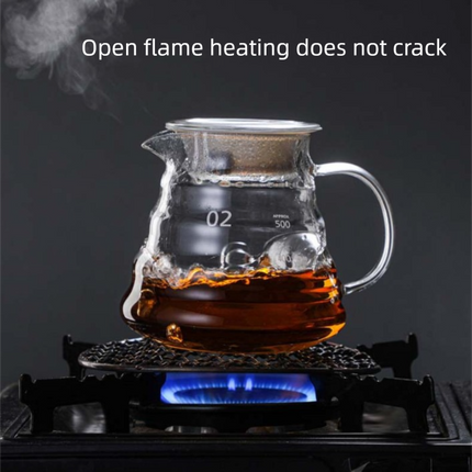 800ml Extra Large Glass Coffee Server - Heat Resistant "Cloud" Pour Over Carafe with Lid - Family Size Drip Coffee Pot & Tea Pitcher (3-5 Cups).