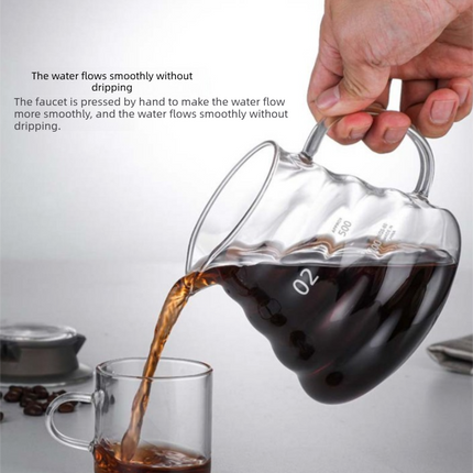 800ml Extra Large Glass Coffee Server - Heat Resistant "Cloud" Pour Over Carafe with Lid - Family Size Drip Coffee Pot & Tea Pitcher (3-5 Cups).
