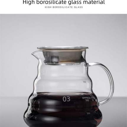 800ml Extra Large Glass Coffee Server - Heat Resistant "Cloud" Pour Over Carafe with Lid - Family Size Drip Coffee Pot & Tea Pitcher (3-5 Cups).