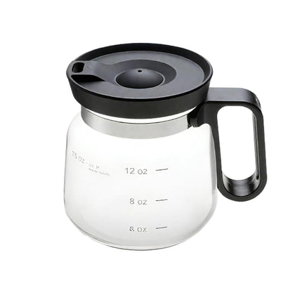 16oz Novelty Glass Coffee Carafe Mug - Heat Resistant Borosilicate Cup with Handle & Splash-Proof Lid - Personal Mini Pot for Tea, Latte & Office Desk (Clear/Black).