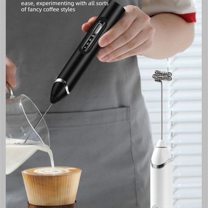 Rechargeable 3-in-1 Milk Frother Set with Metal Stand - Handheld Electric Whisk, Egg Beater & Mixing Hook - 3 Speed Foam Maker for Coffee, Lattes & Baking (White).