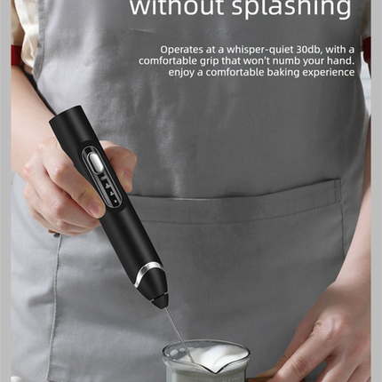 Rechargeable 3-in-1 Milk Frother Set with Metal Stand - Handheld Electric Whisk, Egg Beater & Mixing Hook - 3 Speed Foam Maker for Coffee, Lattes & Baking (White).