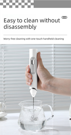 Rechargeable 3-in-1 Milk Frother Set with Metal Stand - Handheld Electric Whisk, Egg Beater & Mixing Hook - 3 Speed Foam Maker for Coffee, Lattes & Baking (White).