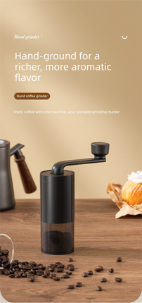 Manual Hand-Crank Coffee Grinder Precision Burr Mill with Adjustable Settings and Cleaning Brush MDJ-09 Matte White.