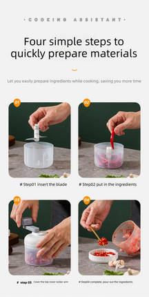 Manual Garlic Chopper & Food Processor 250ml Portable 3-Speed Hand-Crank Mincer – Green Large Capacity Edition.