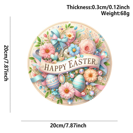 Easter Wooden Door Sign & Hanging Ornament 3-Piece Set – Happy Easter Flowers, Bunny Welcome, and Egg Wreath Designs.