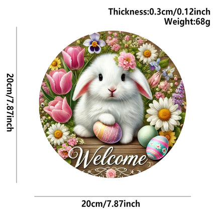 Easter Wooden Door Sign & Hanging Ornament 3-Piece Set – Happy Easter Flowers, Bunny Welcome, and Egg Wreath Designs.
