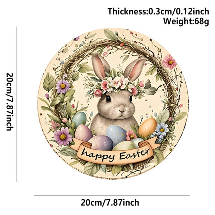 Easter Wooden Door Sign & Hanging Ornament 3-Piece Set – Happy Easter Flowers, Bunny Welcome, and Egg Wreath Designs.
