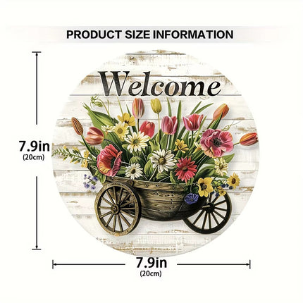 Easter Wooden Door Sign & Hanging Ornament 3-Piece Set – Festive Bunny, Tulip Flower Cart, and Rose Teacup Bunny Designs.