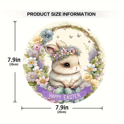 Easter Wooden Door Sign & Hanging Ornament 3-Piece Set – Bowknot Teacup Bunny, Twin Grey Rabbits, and Floral Wreath Bunny Designs.
