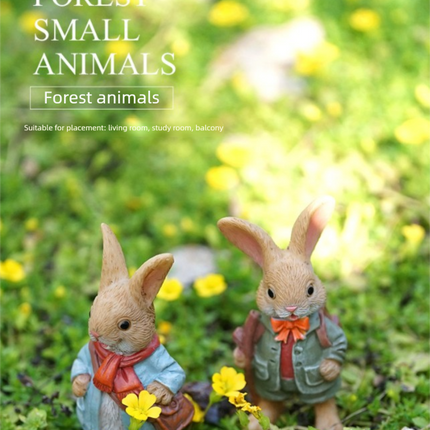 Garden Style "Explorer Bunny" Succulent Planter Decoration – Cute Rabbit Animal Figurine Resin Craft for Balcony and Pot Plant.