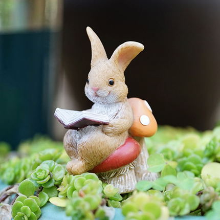 Garden Style "Toilet Bunny" Succulent Planter Decoration – Humorous Rabbit Animal Figurine Resin Craft for Balcony and Pot Plant.