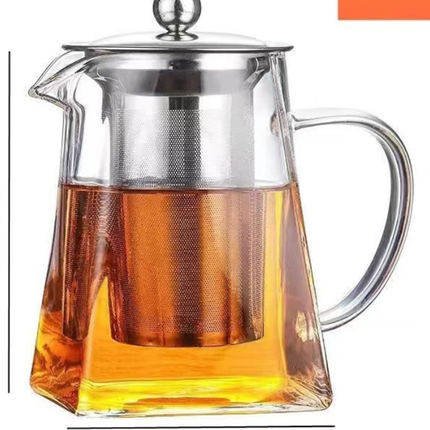 750ml Heat Resistant Glass Teapot with 304 Stainless Steel Infuser Thickened Square Base Loose Leaf Tea Maker for Home Office.
