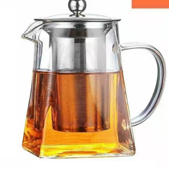1300ml Extra Large Heat Resistant Glass Teapot with 304 Stainless Steel Infuser Thickened Base Loose Leaf Tea Maker.