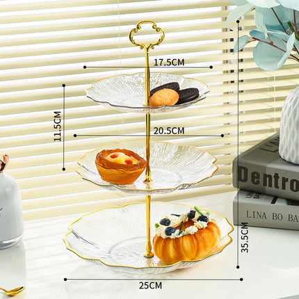 3-Tier Modern Fruit & Snack Stand – White Reinforced Tiered Platter with Durable Iron Art Support for Home, Reception, and Office.