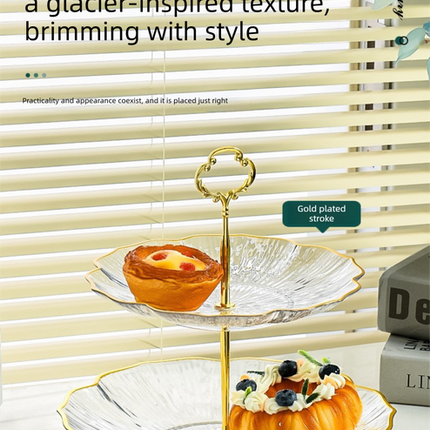 3-Tier Modern Fruit & Snack Stand – Gold Reinforced Tiered Platter with Durable Iron Art Support for Home, Reception, and Office.