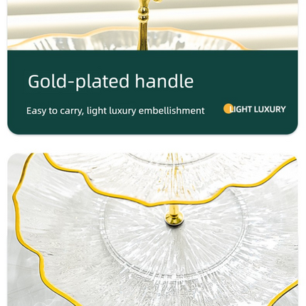 3-Tier Modern Fruit & Snack Stand – Gold Reinforced Tiered Platter with Durable Iron Art Support for Home, Reception, and Office.