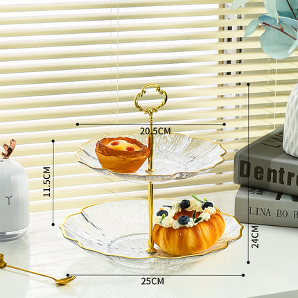 2-Tier Modern Fruit & Snack Stand – White Reinforced Tiered Platter with Durable Iron Art Support for Home, Reception, and Office.
