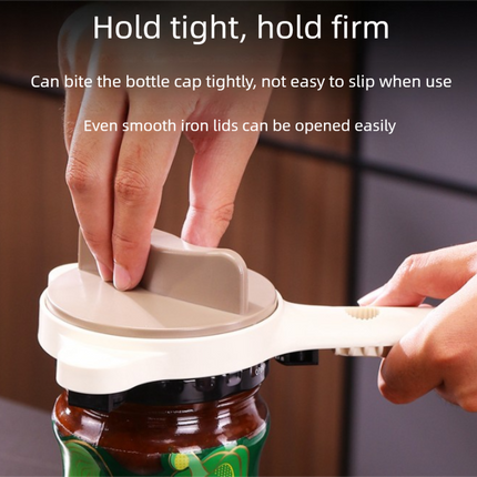 4-in-1 Adjustable Jar Opener Multi-Functional Bottle Lid Remover Labor-Saving Kitchen Tool Khaki.