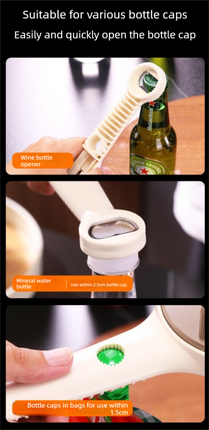 4-in-1 Adjustable Jar Opener Multi-Functional Bottle Lid Remover Labor-Saving Kitchen Tool Khaki.