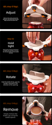 4-in-1 Adjustable Jar Opener Multi-Functional Bottle Lid Remover Labor-Saving Kitchen Tool Khaki.