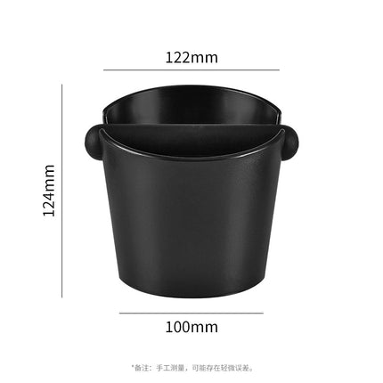 Compact Espresso Knock Box Angled Coffee Grounds Waste Bin with Anti-Slip Base and Rubber Bar for Home Baristas.