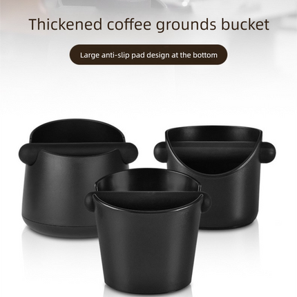 Compact Espresso Knock Box Angled Coffee Grounds Waste Bin with Anti-Slip Base and Rubber Bar for Home Baristas.
