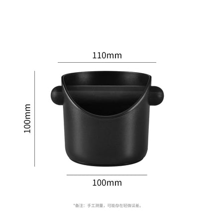 Compact Flat Mouth Espresso Knock Box Coffee Grounds Waste Bin with Anti-Slip Base and Rubber Bar for Home Coffee Stations.