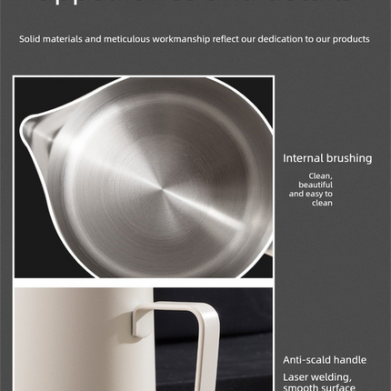 350ml Stainless Steel Milk Frothing Pitcher with Latte Art Pen Pointed Spout Steaming Jug Set for Home Baristas White.