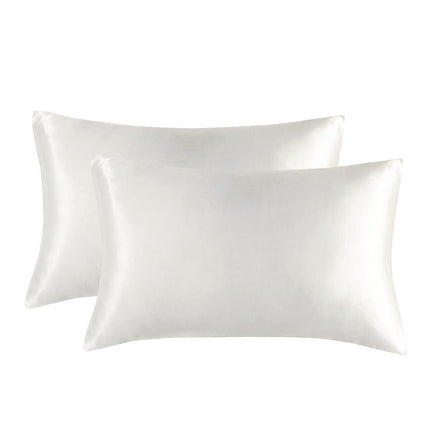 1-Pair White Luxury Satin Silk Pillowcase for Hair and Skin - Smooth Cooling Pillow Cover with Envelope Closure - Queen (20x30").