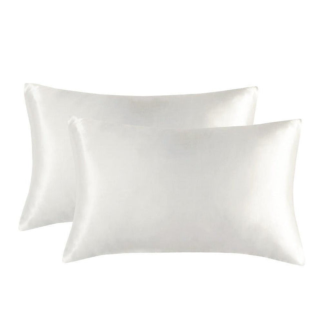 1-Pair White Luxury Satin Silk Pillowcase for Hair and Skin - Smooth Cooling Pillow Cover with Envelope Closure - Queen (20x30").