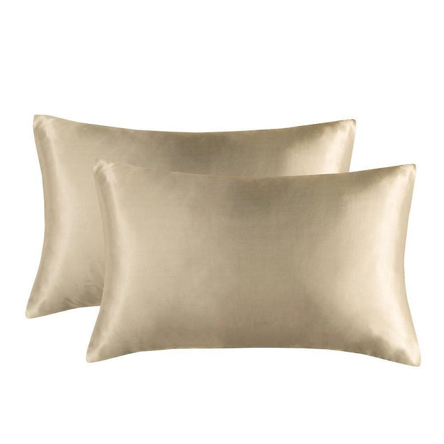 1-Pair Champagne Luxury Satin Silk Pillowcase for Hair and Skin - Smooth Cooling Pillow Cover with Envelope Closure - King (20x36").