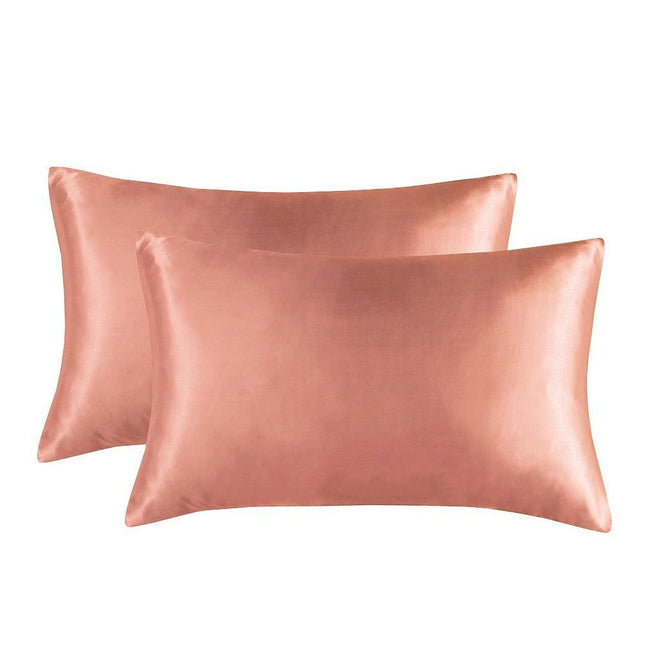 1-Pair Coral Luxury Satin Silk Pillowcase for Hair and Skin - Smooth Cooling Pillow Cover with Envelope Closure - King (20x36").