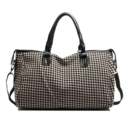 Black Large Capacity Knitted Travel Bag with Shoe-Zone - Weekend Overnight & Carry-on Gym Bag.