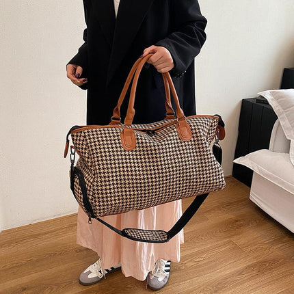 Black Large Capacity Knitted Travel Bag with Shoe-Zone - Weekend Overnight & Carry-on Gym Bag.