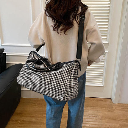Black Large Capacity Knitted Travel Bag with Shoe-Zone - Weekend Overnight & Carry-on Gym Bag.