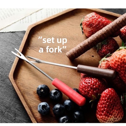 White European Style Ceramic Chocolate & Cheese Melter Set - 200ml Mini Melting Mug & Fork.